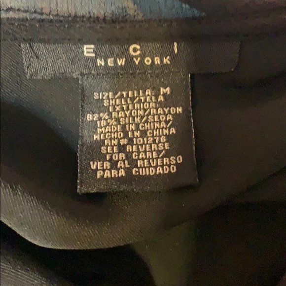 ECI New York Black Velour Chiffon Ruffle Trim Top - Picture 6 of 8